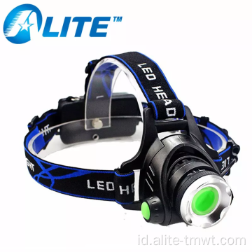 LED 3 Mode Lampu lampu depan lampu hijau Zoomable